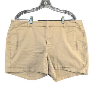 ANA Women's Twill Chino Shorts Tan Size 16W Cotton Spandex Blend Slash Pockets